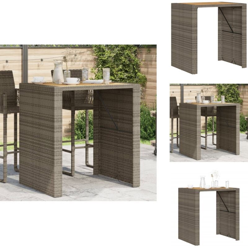 Table de bar de jardin et dessus en bois acacia résine tressée - Table De Jardin - Table De Bar - Mobilier De Jardin - Table Extérieure - Table Patio