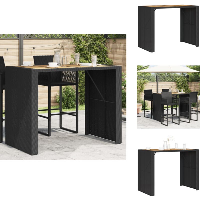 Table de bar de jardin et dessus en bois acacia résine tressée - Table De Jardin - Table De Bar - Mobilier De Jardin - Table Extérieure - Table Patio
