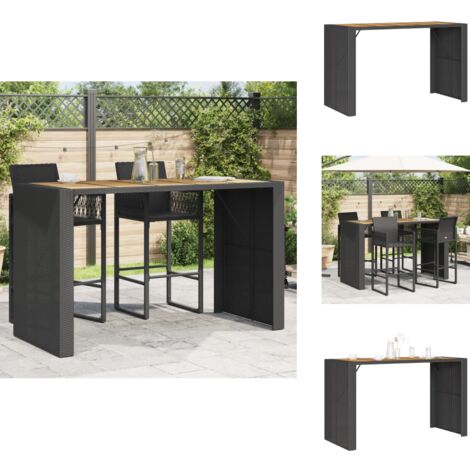 Table de bar de jardin et dessus en bois acacia résine tressée - Table De Jardin - Table De Bar - Mobilier De Jardin - Table Extérieure - Table Patio
