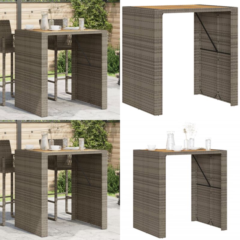 Table de bar de jardin et dessus en bois acacia résine tressée - Table De Jardin - Table De Bar - Mobilier De Jardin - Table Extérieure - Table Patio