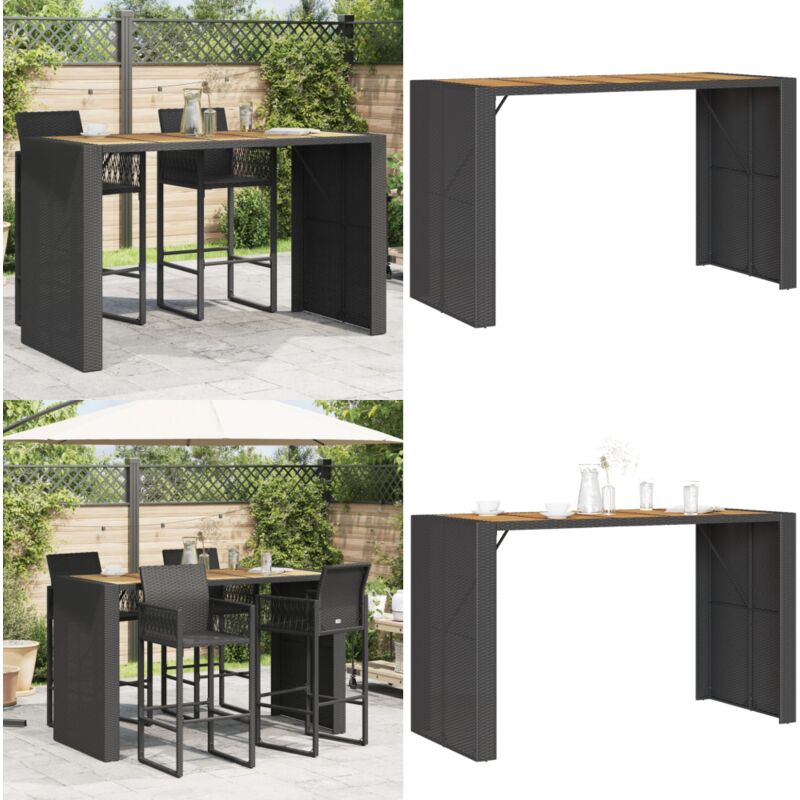 Table de bar de jardin et dessus en bois acacia résine tressée - Table De Jardin - Table De Bar - Mobilier De Jardin - Table Extérieure - Table Patio