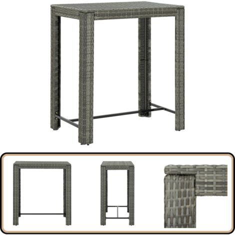 Table de bar de jardin Gris 100x60,5x110,5 cm Résine tressée - Table De Bar - Table De Jardin - Mobilier De Jardin - Table Extérieure - Table Design