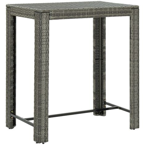 Table de bar de jardin Gris 100x60,5x110,5 Résine tressée