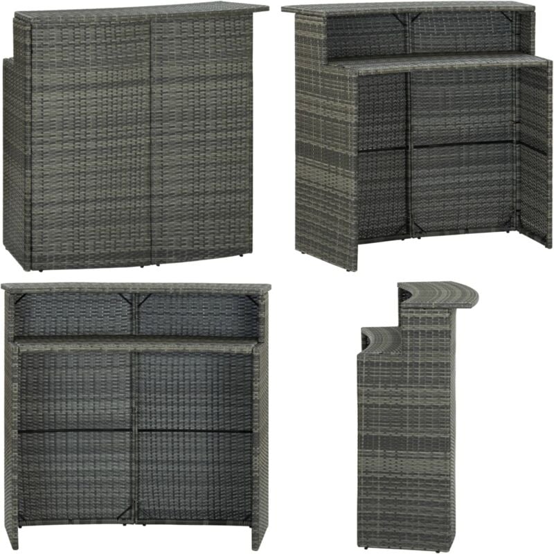 Table de bar de jardin Gris 120x55x110 cm Résine tressée - Table De Jardin - Table Bar - Table Extérieure - Mobilier De Jardin - Table Résinées