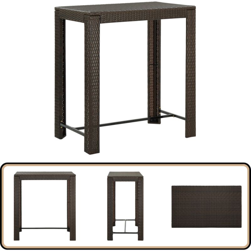 Table de bar de jardin Marron 100x60,5x110,5 cm Résine tressée - Table De Bar - Mobilier De Jardin - Table Extérieure - Table Design - Table En
