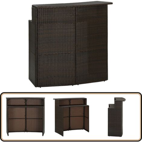 Table de bar de jardin Marron 120x55x110 cm Résine tressée - Table De Bar - Table De Jardin - Table Extérieure - Mobilier De Jardin - Résine Tressée