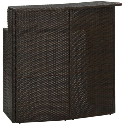 Table de bar de jardin Marron 120x55x110 cm Résine tressée vidaXL