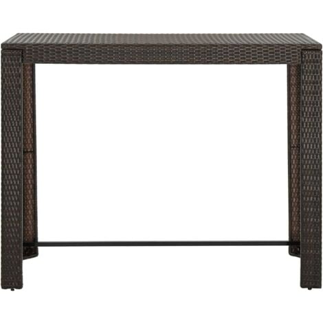 Table de bar de jardin Marron 140,5x60,5x110,5cm Résine tressée vidaXL