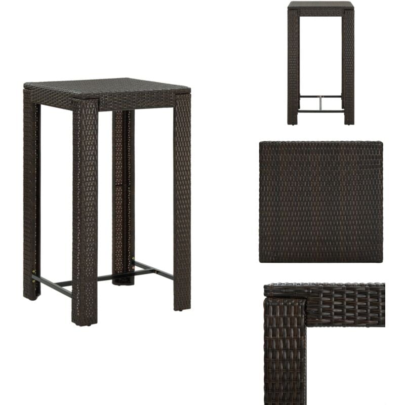 Table de bar de jardin Marron 60,5x60,5x110,5 cm Résine tressée - Table De Bar - Table De Jardin - Mobilier De Jardin - Table Extérieure - Table