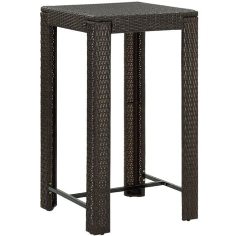 Table de bar de jardin Marron 60,5x60,5x110,5 cm Résine tressée vidaXL