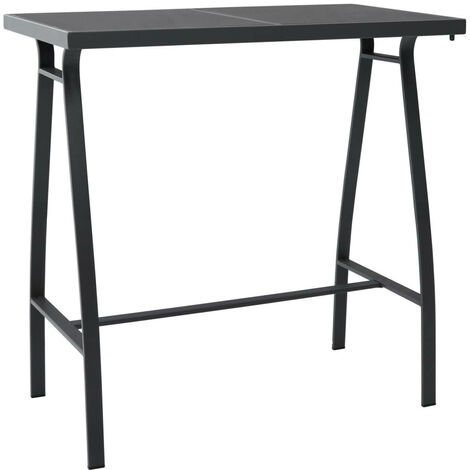 Table de bar de jardin Noir 110x60x110 Verre trempé