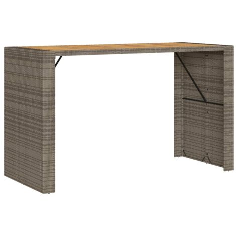 Table de bar de jardin  Table d'extérieur et dessus en bois acacia résine tressée