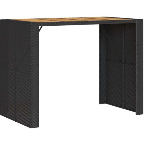 Table de bar de jardin，Table d'extérieur et dessus en bois acacia résine tressée CFW16982