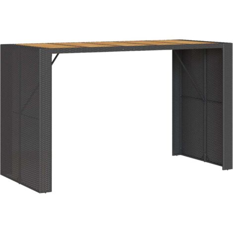 Table de bar de jardin，Table d'extérieur et dessus en bois acacia résine tressée CFW57879