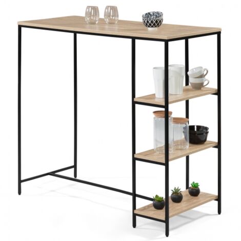 Table de bar DETROIT 2 à 4 personnes design industriel - Bois clair