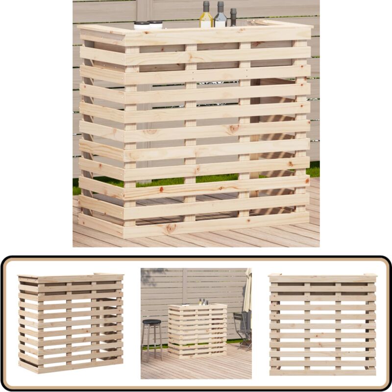Table de bar d'extérieur 113,5x50x103 cm bois massif de pin - Table De Bar Extérieur - Table De Jardin - Mobilier De Jardin - Table En Bois Massif