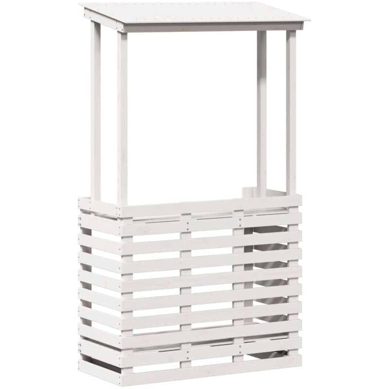Table de bar d'extérieur avec toit blanc bois massif - Vidaxl