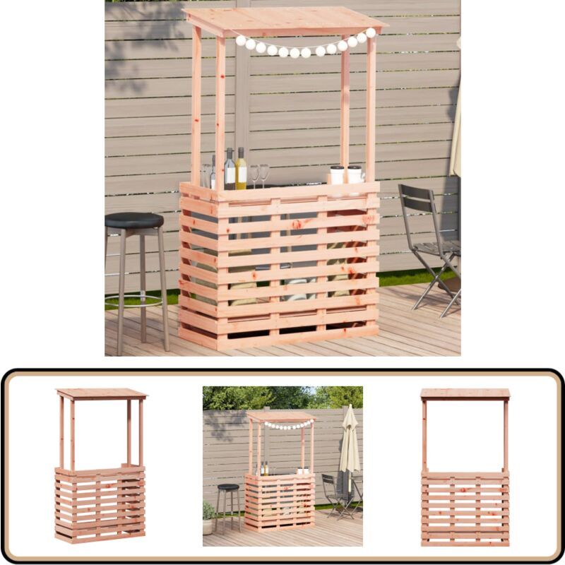 Table de bar d'extérieur et toit 112,5x57x195,5 cm bois massif - Table De Bar Extérieur - Table De Jardin - Mobilier De Jardin - Table Patio