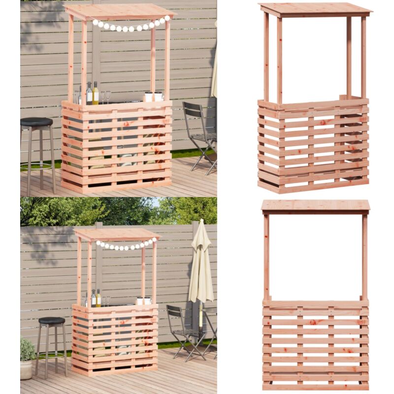 Table de bar d'extérieur et toit 112,5x57x195,5 cm bois massif - Table De Bar Extérieur - Table De Jardin - Mobilier De Jardin - Table Patio