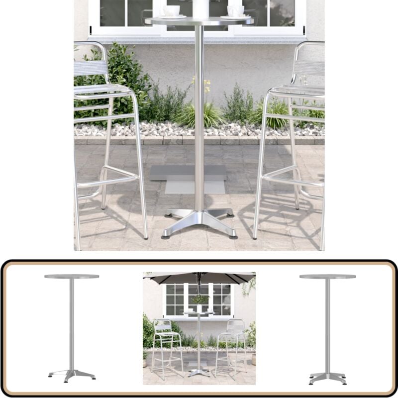 Table de bar d'extérieur réglable en hauteur aluminium - Table De Jardin - Table De Bar - Mobilier De Jardin - Table Extérieure - Table Bistro
