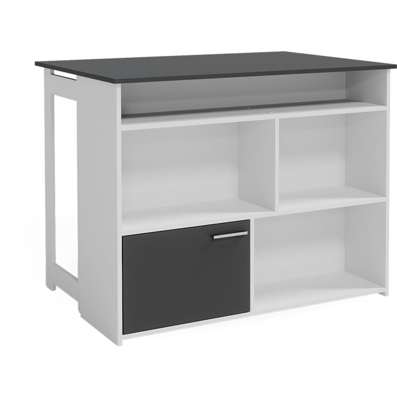 Vicco - Table de bar Dominic, Anthracite/blanc, 116 x 37 cm 4x compartiments ouverts et 1x porte