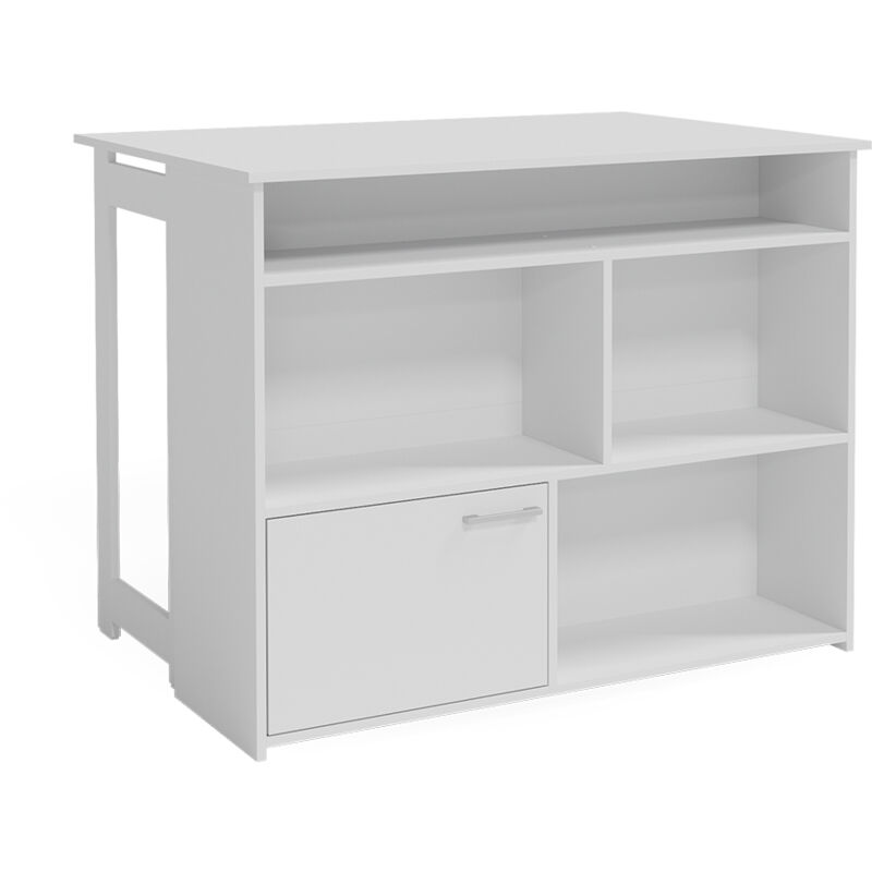Table de bar Dominic, Blanc, 116 x 37 cm 4x compartiments ouverts et 1x porte, Vicco
