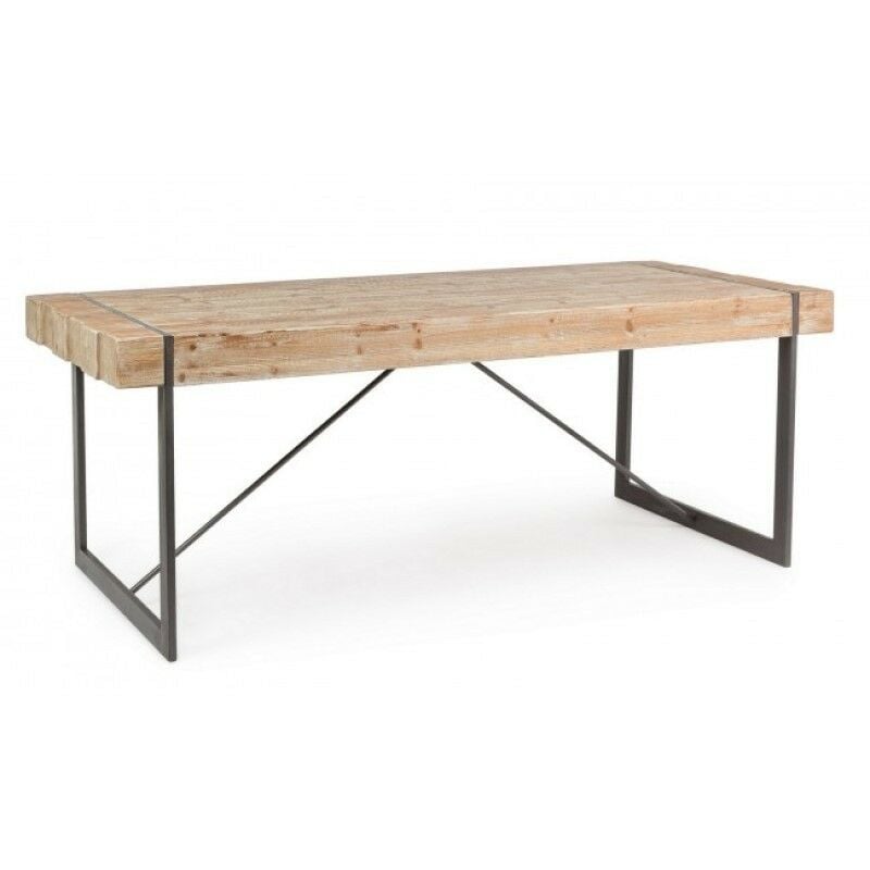Bizzotto - Table urbaine industrielle Garrett avec plateau en bois