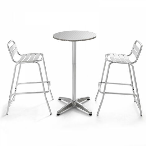 Table de bar en aluminium et 2 tabourets Soho - Gris