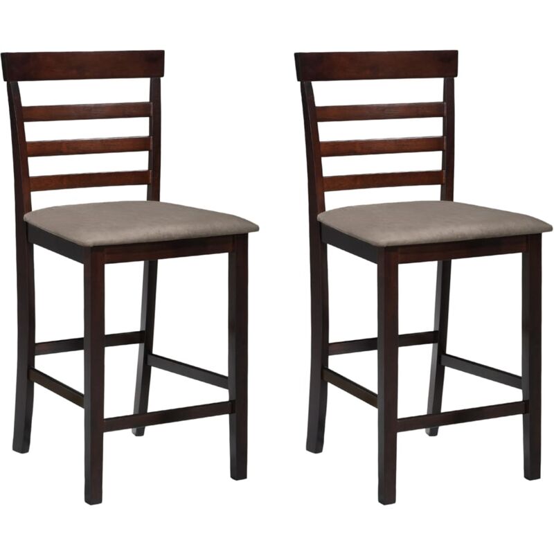 Chaises de bar lot de 2 marron tissu