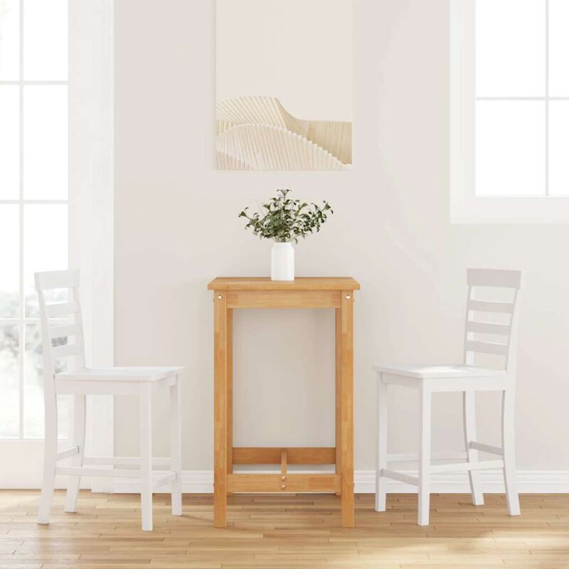 Vidaxl - Tabourets de bar 2 pcs blanc bois massif d'hévéa