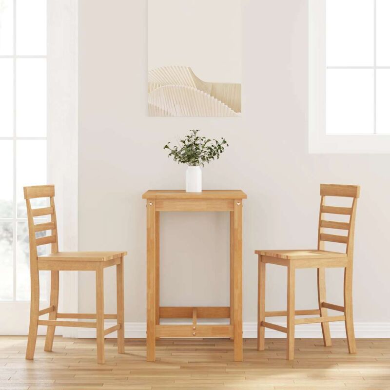 Tabourets de bar 2 pcs naturel bois massif d hévéa