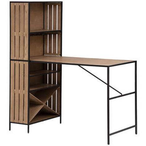 Table de bar en bois et fer coloris Beige - Longueur 153 x Profondeur 80 x Hauteur 80 cm