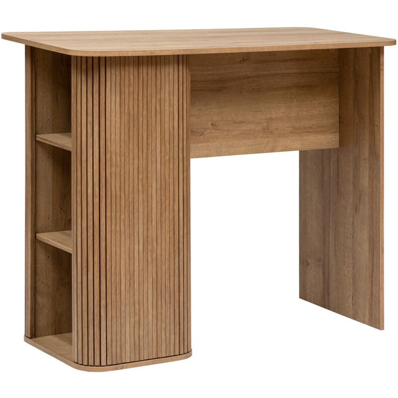 Pegane - Table de bar en bois mdf coloris naturel - Longueur 120 x Profondeur 60 x Hauteur 102 cm