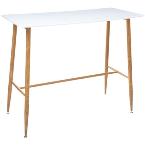 Table de Bar en Bois "Roka" 60x120cm Blanc