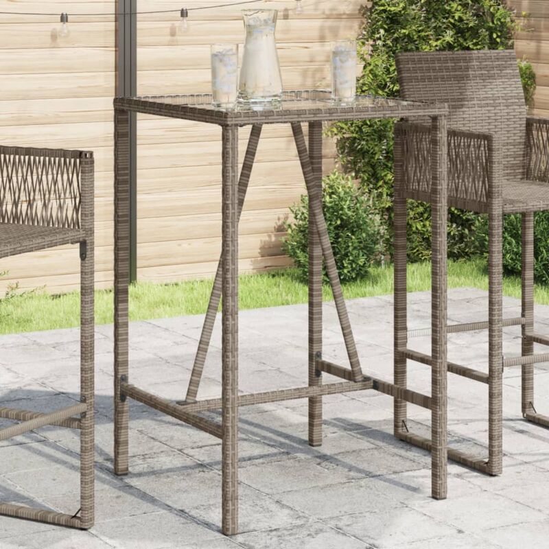 Vidaxl - Table de bar d'extérieur gris 70x70x110 cm poly rotin