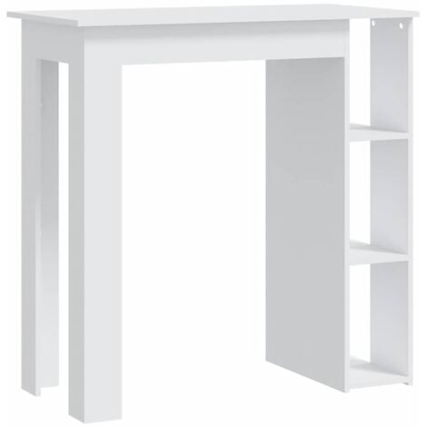Table de bar et étagère Blanc 102x50x103,5 cm Bois d'ingénierie