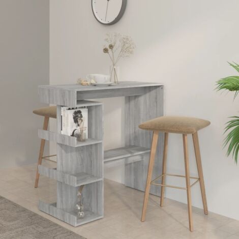 Table de bar et étagère de rangement Sonoma gris 100x50x101,5cm CFW41354