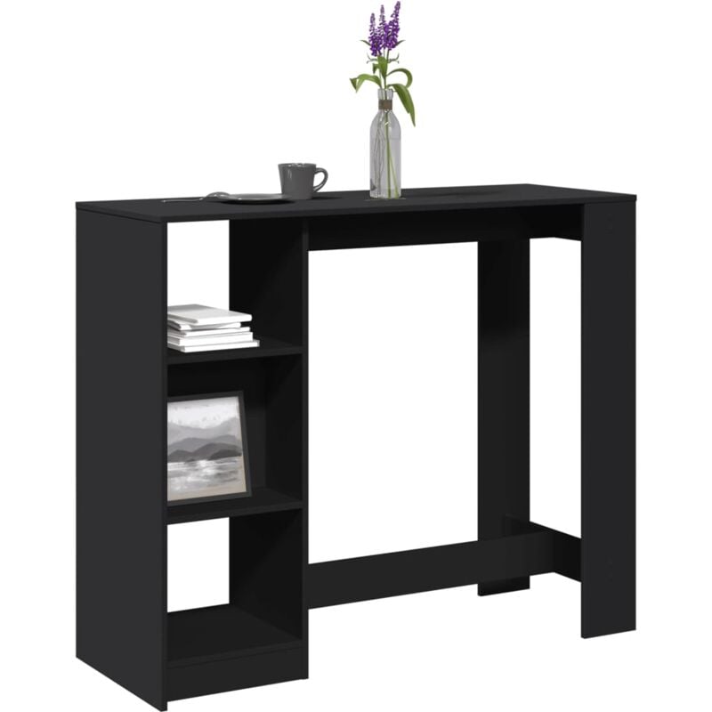 Vidaxl - Table de bar avec étagère noir 124x46x103,5cm bois d'ingénierie