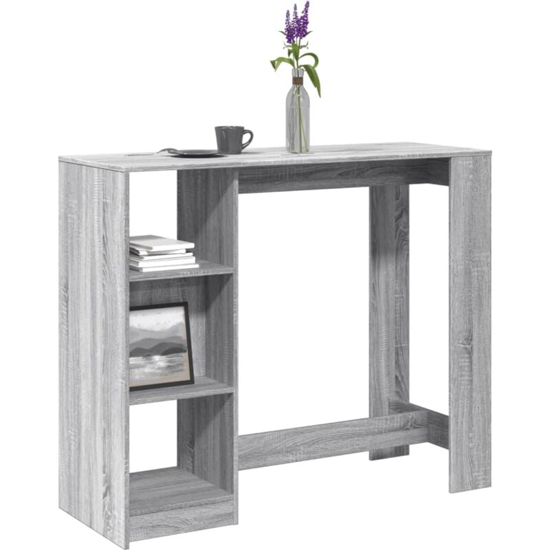 vidaXL Table de bar avec étagère sonoma gris bois d'ingénierie