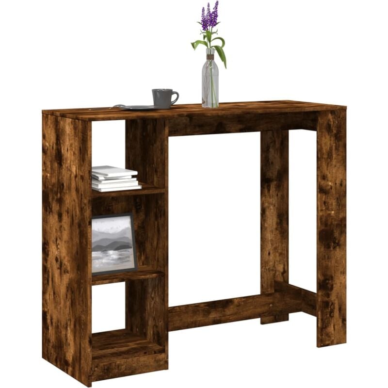 Vidaxl - Table de bar avec étagère chêne fumé bois d'ingénierie