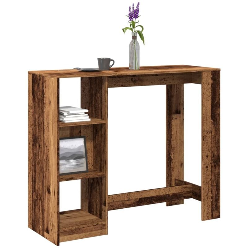 Vidaxl - Table de bar avec étagère vieux bois bois d'ingénierie