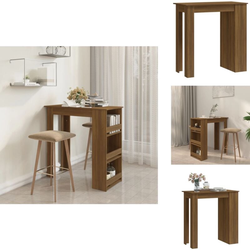 Vidaxl - Table de bar et rangement chêne marron bois d'ingénierie - Table De Bar - Table Bistrot - Table Pub - Table à Manger Petite - Meuble