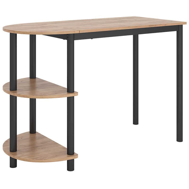 Vicco - Table de cuisine Freetown, Chêne doré/noir, 110x50cm avec étagères ouvertes