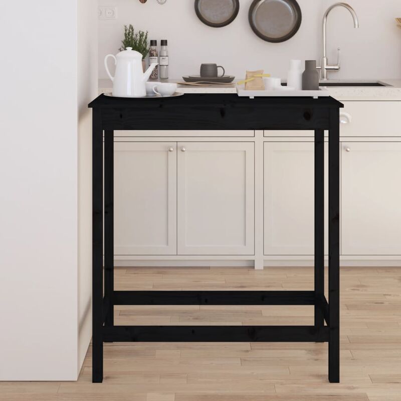 Vidaxl - Table de bar Noir 100x50x110 cm Bois massif de pin