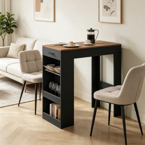 Table de bar haute 100x50x100cm élégante, table bistro multifonction et table de travail pratique - noir