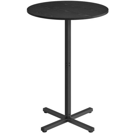 Table de Bar Haute, Cadre en Métal, 60 x 60 x 104,5 cm, pour Salle à Manger, Bistrot, Montage Facile, Base en Croix, pour 2-3 Personnes, Style Moderne, Noir Boisé