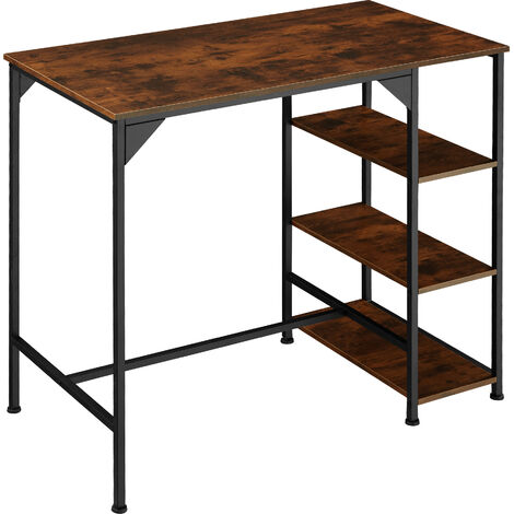 Table de bar Industrielle Cannock 109x60x100cm - Table de bar style industriel, table de bistrot, table haute - bois foncé industriel
