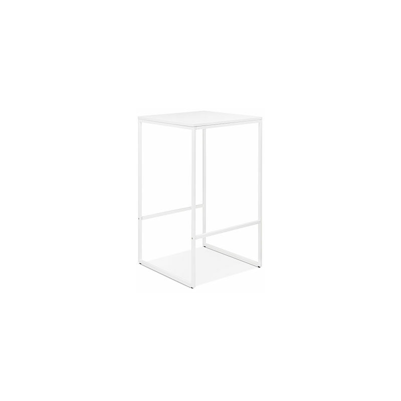 table de bar carrée 60x102 cm en bois et métal blanc