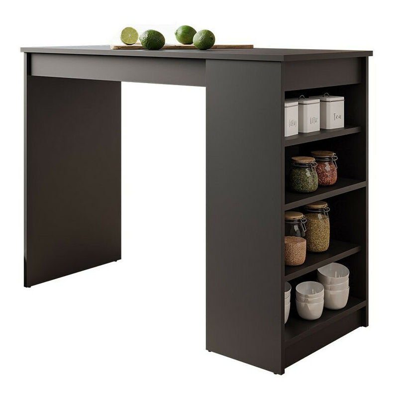 Mobilier1 - Table de bar Comfivo 259, Noir, 102x50x115cm, Stratifié