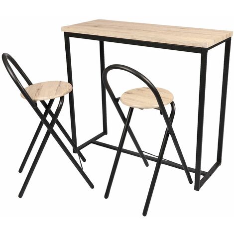 Table de bar murale avec 2 tabourets design industriel DOCK